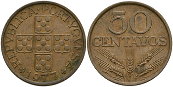 Португалия 50 сентаво 1977 KM 596 бронза 4135-347