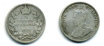 КАНАДА 5 ЦЕНТОВ 1911 ГЕОРГ V серебро 46-2467