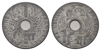 Французский Индокитай 1 сантим 1941 KM 24.3 цинк 3459-1117