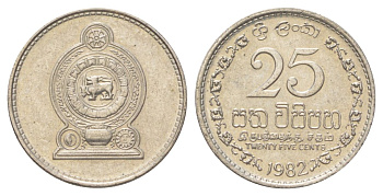 Шри-Ланка 25 центов 1982 KM 141.2 медно-никель aUNC 4627-1053