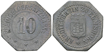 Эльмсхорн (Пруссия, Шлезвиг-Гольштейн) 10 пфеннингов ND Funck 115.2, Men22.2 8121.2 цинк 4169-1114
