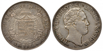 Саксония 1 талер 1848 Фридрих Август II Dav. 875, KM 1162 серебро aUNC 00-804-45