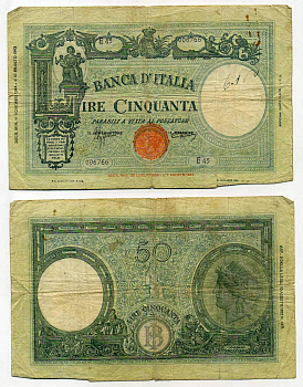 Италия 50 лир 1944 Pick 65 бумага 6293-57-2