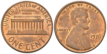 США 1 цент 1976 KM 201 медь цинк aUNC 4585-644