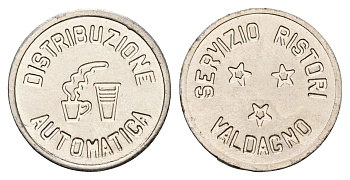 Италия жетон для выдачи напитков - кофе диаметр 23,5 мм, вес 6,6 гр нержавеющая сталь 4670-947