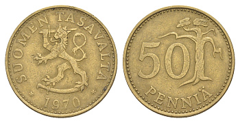 Финляндия 50 пенни 1970 KM 48 алюминиевая бронза 4648-451