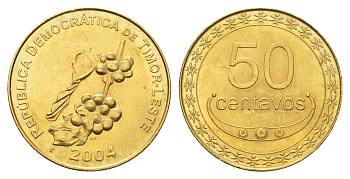 Восточный Тимор 50 сентаво 2004 KM 5 никель латунь UNC 4671-717