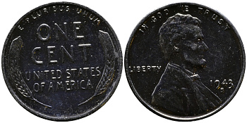 США 1 цент 1943 S (Сан-Франциско), Авраам Линкольн KM 132 a сталь плакированная цинком 4392-1151
