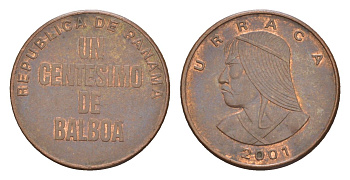 Панама 1 сентесимо 2001 KM 125 цинк плакированная медью 4644-631