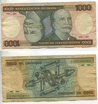 БРАЗИЛИЯ 1000 КРУЗЕЙРО 1981 ПОДПИСЬ 20, БАРАО ДО РИО БРАНКО Pick 201а бумага 6266-44-5-1