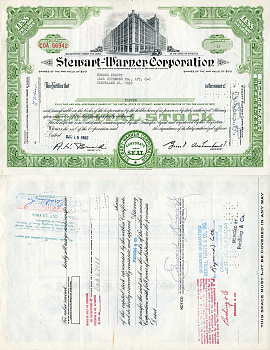 США 11 акций 1965 Стюарт-Уорнер, Stewart-Warner Corporation, производство автомобильных приборов   бумага   5547-12-2-2