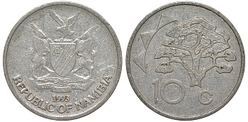 Намибия 10 центов 1998 дерево KM 2 никелированная сталь 4163-921