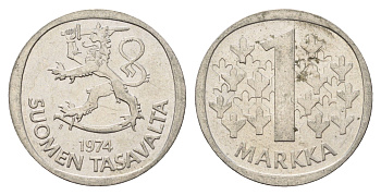 Финляндия 1 марка 1974 KM 49a медно-никель 4637-244
