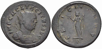 Римская Империя аврелианиан 275 Тацит FELICIT TEMP Тицин Good Very fine RIC 140 бронза 1073-17-14