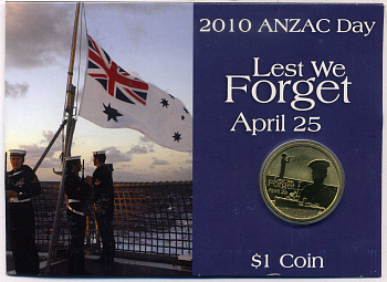 Австралия 1 доллар 2010 корабли, ВМФ, блистер алюминиевая бронза UNC 00-00