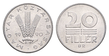 Венгрия 20 филлеров 1990 BP KM 676 алюминий UNC 4658-657