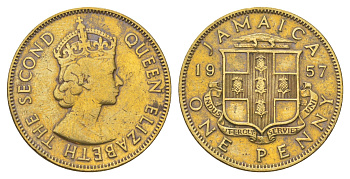 Ямайка 1 пенни 1957 KM 37 никель латунь 4628-636