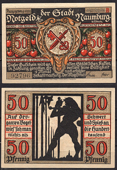 Германия, Наумбург-ан-дер-Заале 50 пфеннигов 1920 Нотгельд бумага 7556-45-2-1