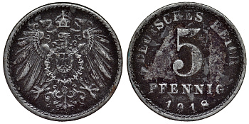 Германия 5 пфеннигов 1918 A KM 19, J. 297, Weege 5 железо 4118-1232