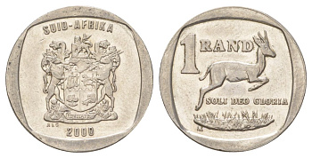 ЮАР 1 ранд 2000 KM 164 медь плакированная никелем 4627-356