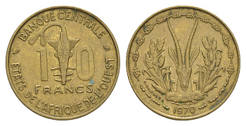 Западная Африка (BCEAO) 10 франков 1970 KM 1a медь алюминий никель 4175-1225