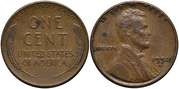 США 1 ЦЕНТ 1950 D, ЛИНКОЛЬН KM А132 медь цинк 29-1112