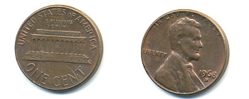 США 1 ЦЕНТ 1968 D, ЛИНКОЛЬН KM 201 медь цинк 86-166