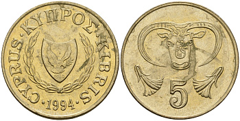 Кипр 5 центов 1994 KM 55.3 никель латунь 4606-226