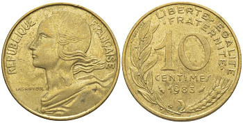 ФРАНЦИЯ 10 САНТИМОВ 1983 ТИП MARIANNE KM 929, LE FRANC 144.23 медь алюминий никель 116-129