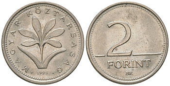 Венгрия 2 форинта 1995 BP KM 693 медно-никель UNC 4617-1161
