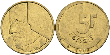 Бельгия 5 франков 1986 Belgie KM 164 алюминиевая бронза    4187-523