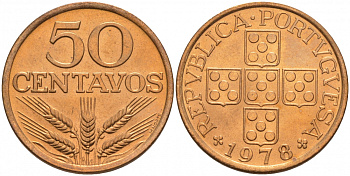 Португалия 50 сентаво 1978  КМ 596 бронза  UNC  M13-15