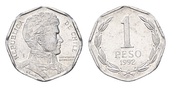 Чили 1 песо 1992 KM 231 алюминий UNC 4685-637