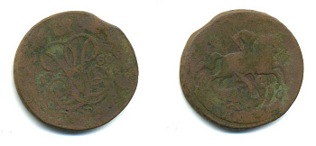 РОССИЯ 1 КОПЕЙКА 1760 медь 61-753