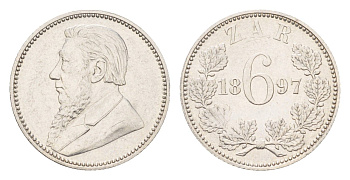 ЮАР 6 пенсов 1897 KM 4 серебро 4044-1524