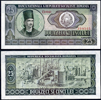 Румыния 25 леев (лей) 1966 Pick 95 a (2) бумага 7222-19-1-2