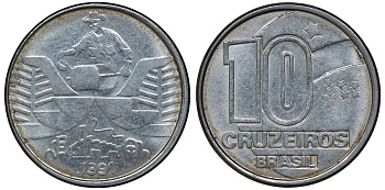 БРАЗИЛИЯ 10 КРУЗЕЙРО 1991 KM 618.2 сталь aUNC 72-1522