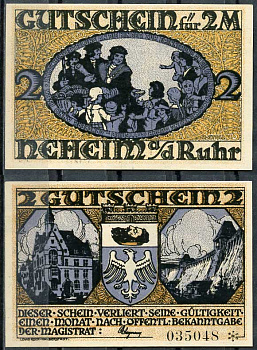 Германия, Нихайм на Руре 2 марки ND нотгельд, городские виды бумага UNC (пресс) 444-52-1-1