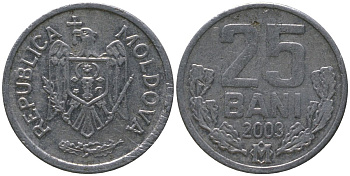 Молдавия 25 бани 2003 KM 3 алюминий 4549-1014