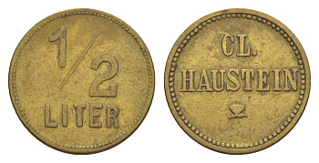 Германия жетон 1/2 литра пива ND латунь 4636-1247