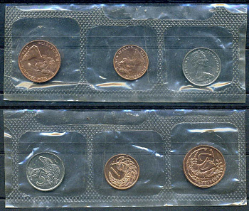 Новая Зеландия набор из 3 монет (1, 2 и 5 центов) 1978 в запайке, тираж 23.000 экземпляров KM 31, 32 и 34 BU 8-2-06-56