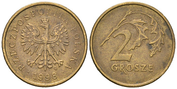 Польша 2 гроша 1998 MW KM 277, Parchimowicz 702e латунь 4618-137