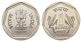 Индия 1 рупия 1985 KM 79.1 медно-никель UNC 4688-1244