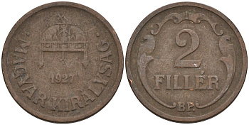 Венгрия 2 филлера 1927 BP KM 506 бронза 4115-1063