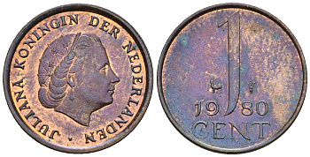 Нидерланды 1 цент 1980 Юлиана (1949-1980) KM 180 бронза UNC 220-525