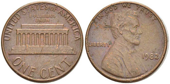 США 1 ЦЕНТ 1982 ЛИНКОЛЬН KM 201 медь цинк 211-1136