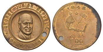 Республика Джорджа Джуниора 1 доллар 1946 американское промышленное учреждение, расположенное недалеко от небольшой деревни Смолвиль в округе Томпкинс, штат Нью-Йорк, США. Республика Джорджа Джуниора представляет собой миниатюрное государство, экономическ