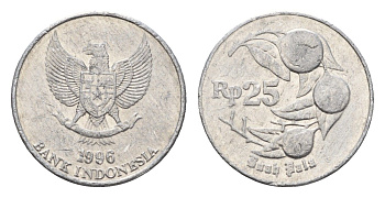 Индонезия 25 рупий 1996 KM 55 алюминий 188-954