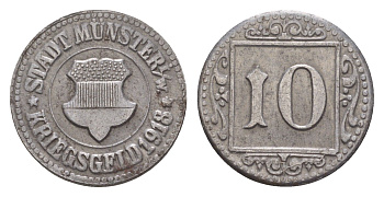 Мюнстер 10 пфеннигов 1918 Funck 350.3A, Men18 22668.1 железо 4659-314