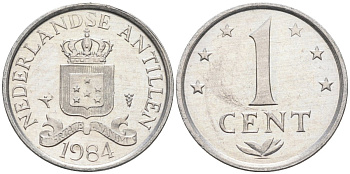 Нидерландские Антилы 1 цент 1984 Беатрикс (1980-2013) KM 8а алюминий 4585-953